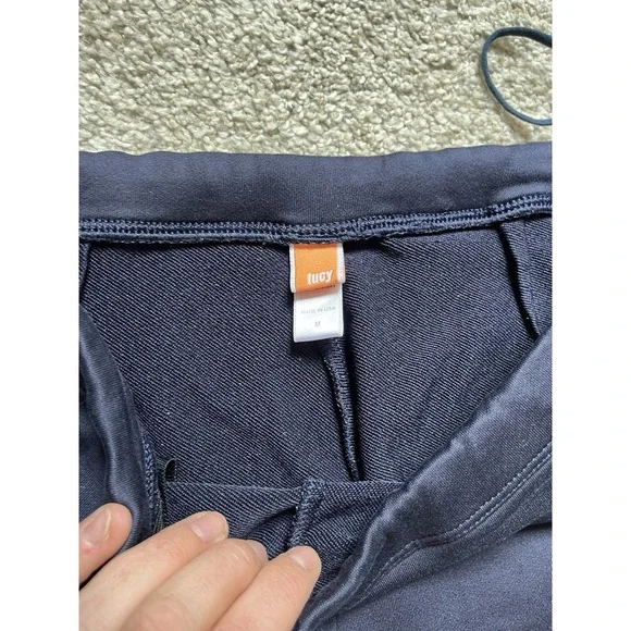 VTG Y2K Wide Leg Cargo Sweats Pants Athletic Lounge Navy Drawstring Size M Lucy - Picture 4 of 6